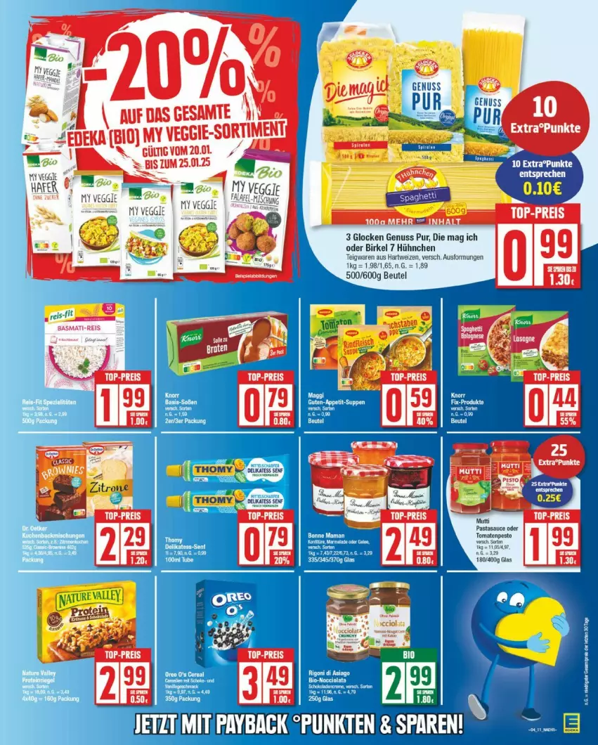 Aktueller Prospekt Edeka - Prospekte - von 20.01 bis 25.01.2025 - strona 15 - produkty: beutel, birkel, eis, hartweizen, Mutti, nuss, pasta, reis, sauce, teigwaren, Ti, top-preis, veggie