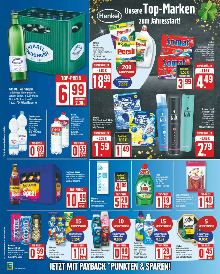 Aktueller Prospekt Edeka - Prospekte - von 20.01 bis 25.01.2025 - strona 18 - produkty: Alwa, bett, eis, flasche, glasflasche, mineralwasser, natürliches mineralwasser, pfanne, Pfanner, reis, Staatl. Fachingen, Taft, tee, top-preis, wasser