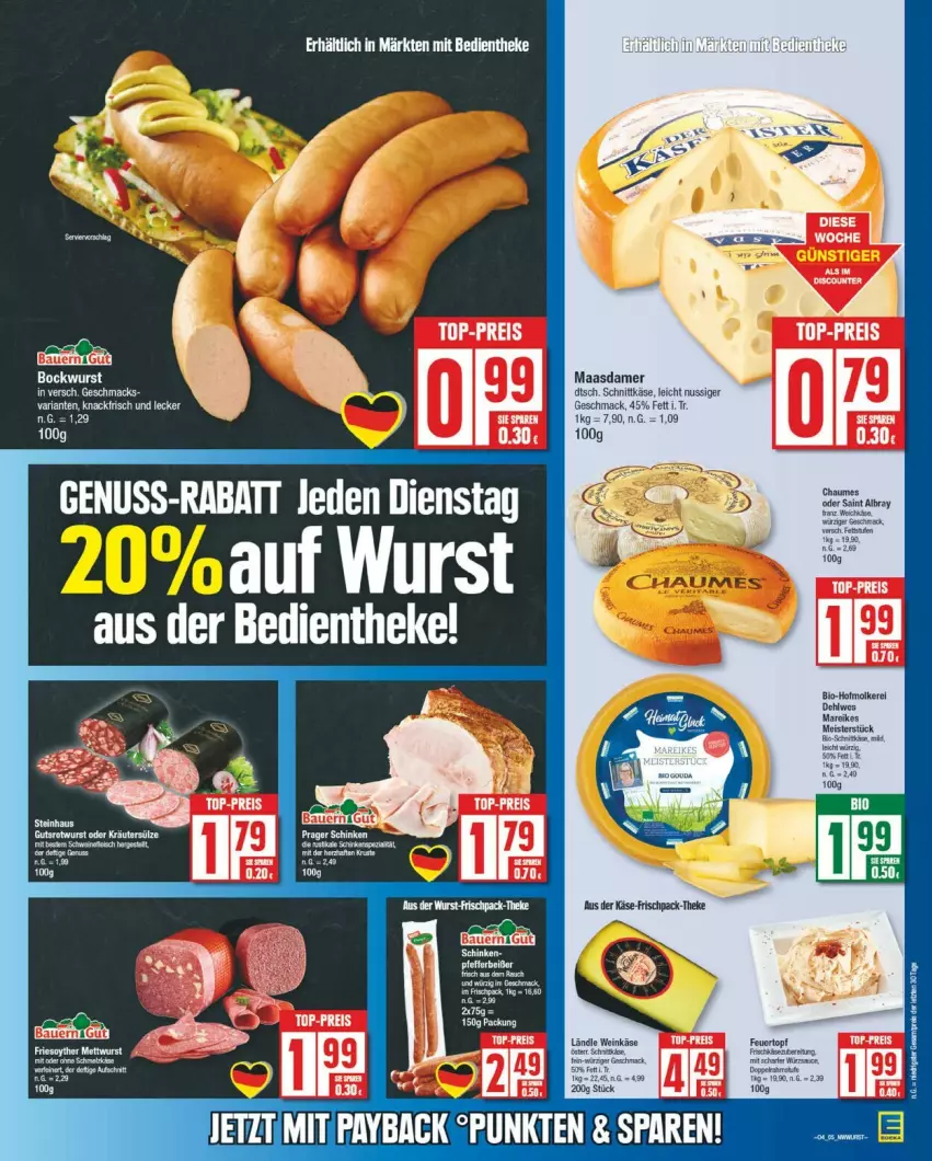 Aktueller Prospekt Edeka - Prospekte - von 20.01 bis 25.01.2025 - strona 9 - produkty: bio, bockwurst, chaumes, eis, elle, Käse, Maasdam, maasdamer, mac, nuss, schnittkäse, tee, topf, wein, Weinkäse, wurst