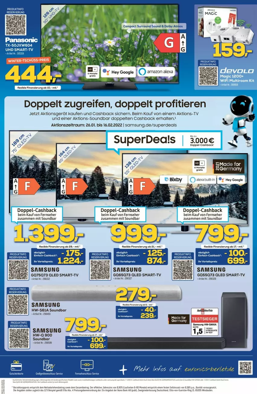 Aktueller Prospekt Euronics - Prospekte - von 09.02 bis 16.02.2022 - strona 3 - produkty: angebot, Bad, Bank, eis, elle, erde, fernseher, Germ, gutschein, qled, reifen, reis, ring, Samsung, soundbar, tee, Ti, Tiere, uhd, vorteilspreis