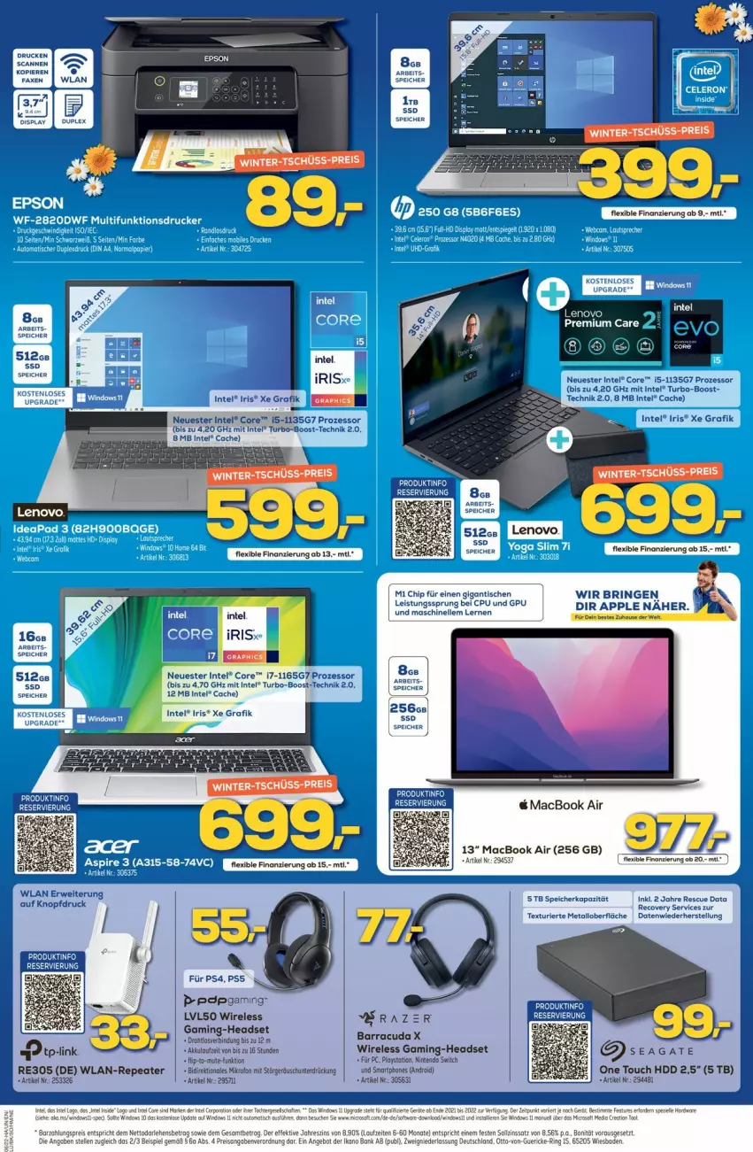 Aktueller Prospekt Euronics - Prospekte - von 09.02 bis 16.02.2022 - strona 5 - produkty: akku, angebot, Apple, Bank, eis, elle, erde, gaming-headset, HDD, Headset, Intel, lenovo, mac, macbook, macbook air, nintendo, Nintendo Switch, ps4, Razer, reis, rel, ring, rwe, seagate, ssd, Ti, tisch, TP-Link