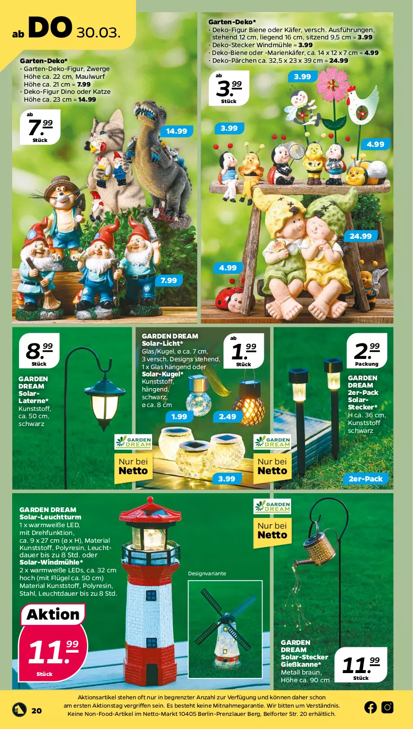 Aktueller Prospekt Netto - Woche 13 - von 27.03 bis 01.04.2023 - strona 20 - produkty: arla, auer, braun, Garten, Gießkanne, käfer, Kugel, laterne, leds, Liege, Ria, Ti, ZTE