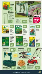 Gazetka promocyjna Netto - Woche 13 - Gazetka - ważna od 01.04 do 01.04.2023 - strona 19 - produkty: Bank, beutel, Brei, dünger, einhell, Elektro, erde, frucht, Garten, Gartenschere, geranie, geranien, Geranienerde, Gewächshaus, Holz, natur, natura, quad, Quadro, rasen, rasendünger, Ria, Rollrasen, Schere, stauden, Tasche, Ti, Tiere, tomate, tomaten, zwiebel, zwiebeln