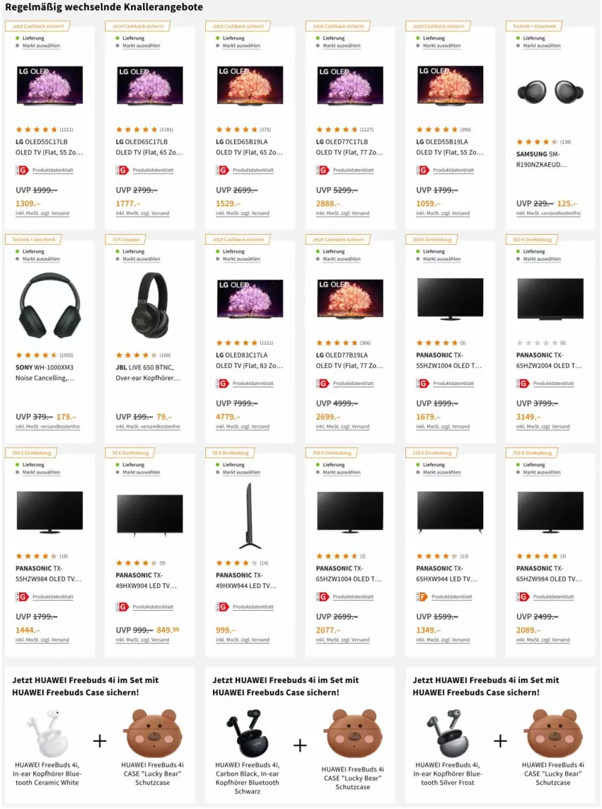 Aktueller Prospekt Saturn - Prospekte - von 23.02 bis 02.03.2022 - strona 7 - produkty: angebot, angebote, cin, huawei, In-Ear Kopfhörer, jbl, kopfhörer, lack, led tv, leds, LG, oled tv, panasonic, Samsung, sony