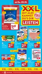 Gazetka promocyjna Aldi Nord - Von Montag - Gazetka - ważna od 07.10 do 07.10.2023 - strona 24 - produkty: actimel, activia, aldi, almare, aqua, backfisch, beutel, cin, danone, danone activia, eis, filet, filets, fisch, gin, hinterschinken, Käse, Kugel, lachs, matjes, Matjesfilet, matjesfilets, milram, mozzarella, Nordsee, rel, remoulade, schinken, Ti, ZTE