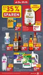 Gazetka promocyjna Aldi Nord - Von Montag - Gazetka - ważna od 07.10 do 07.10.2023 - strona 31 - produkty: ariel, ariel waschmittel, bärenmarke, bitburger, bonbons, burger, Cap, captain morgan, eis, elle, flasche, getränk, gin, hella, kaffee, mac, milch, osborne, pils, Pods, reis, rum, teller, Ti, veterano, waschmittel, ZTE