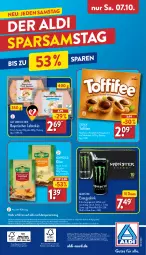 Gazetka promocyjna Aldi Nord - Von Montag - Gazetka - ważna od 07.10 do 07.10.2023 - strona 41 - produkty: aldi, auto, creme, drink, erfrischungsgetränk, getränk, gin, haselnuss, karamell, Käse, kerrygold, leberkäs, magazin, monster, Monster Energy, Nougatcreme, nuss, papier, schoko, schokolade, storck, telefon, Ti, toffifee, ZTE, zucker