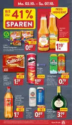 Gazetka promocyjna Aldi Nord - Von Montag - Gazetka - ważna od 07.10 do 07.10.2023 - strona 9 - produkty: ACC, alkohol, almdudler, beutel, bier, eis, elle, erdinger, erfrischungsgetränk, flasche, getränk, gin, kräuter, lachgummi, limo, limonade, lorenz, nimm2, pringles, reis, ring, saft, saltletts, storck, teller, Ti, valensina, wein, Weißwein, ZTE, zucker