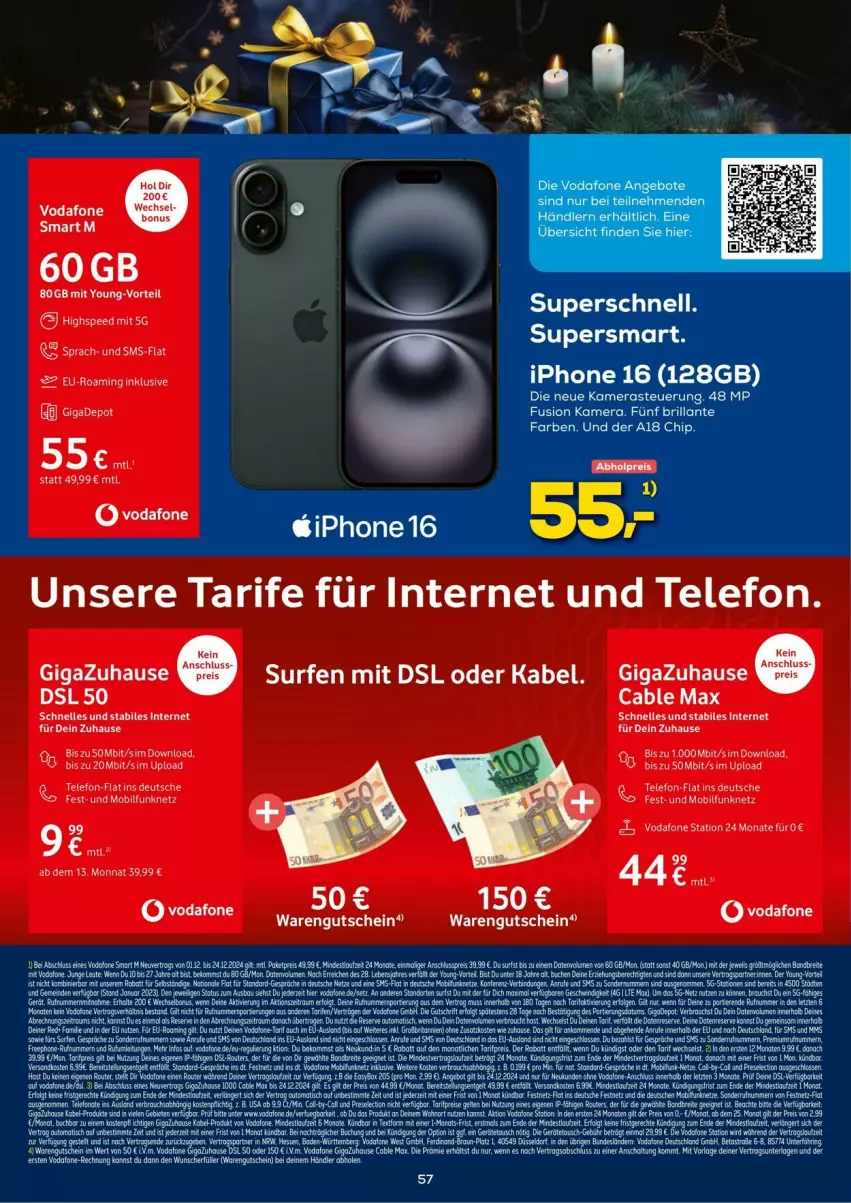 Aktueller Prospekt Euronics - Prospekte - von 03.12 bis 31.12.2024 - strona 57 - produkty: eis, elle, ente, gutschein, iphone, kamera, Kameras, Surf, tee, telefon, Ti, vodafone, Yo