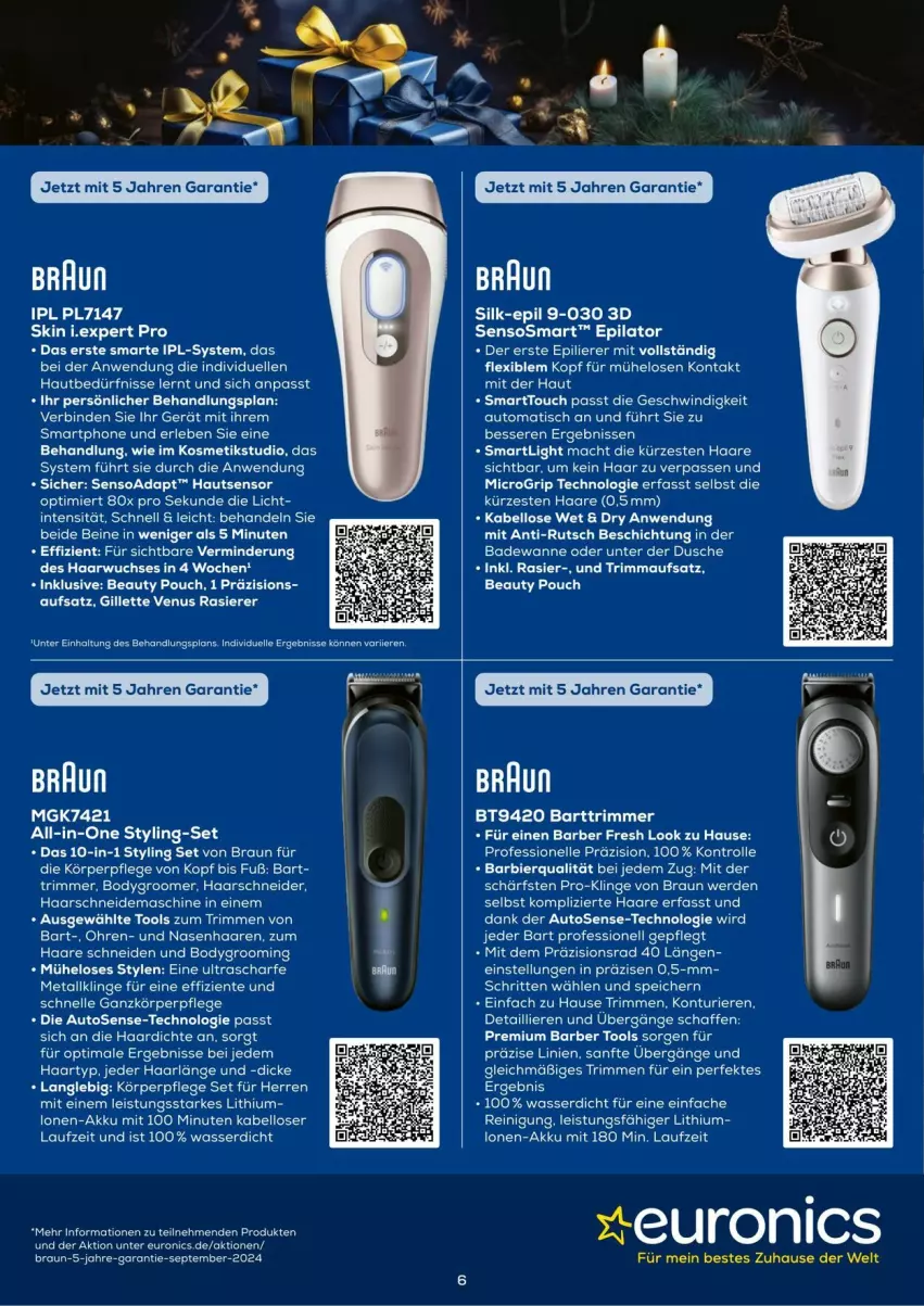 Aktueller Prospekt Euronics - Prospekte - von 03.12 bis 31.12.2024 - strona 6 - produkty: akku, auto, Bad, Badewanne, Barbie, bier, binden, body, Bodygroom, braun, dusche, eis, elle, ente, erde, gillette, gillette venus, haarschneider, körperpflege, kosmetik, mac, rasierer, Reinigung, smartphone, Ti, tisch, venus, Wanne, wasser