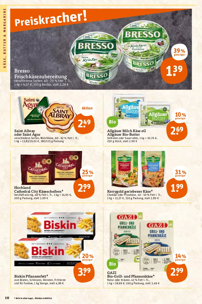 Aktueller Prospekt Tegut - Angebote der Woche - von 30.05 bis 03.06.2023 - strona 12 - produkty: albray, auer, Becher, bio, Bio-Butter, braten, bresso, butter, cheddar, Fondue, frischkäse, frischkäsezubereitung, grill, hochland, Käse, käsescheiben, kerrygold, kräuter, LG, margarine, milch, natur, oder kräuter, pfanne, pfannen, pfannenkäse, pflanze, pflanzen, Pflanzenfett, pizza, Saint Agur, saint albray, Sauerrahm, Ti, Tiere, und pfanne, weichkäse