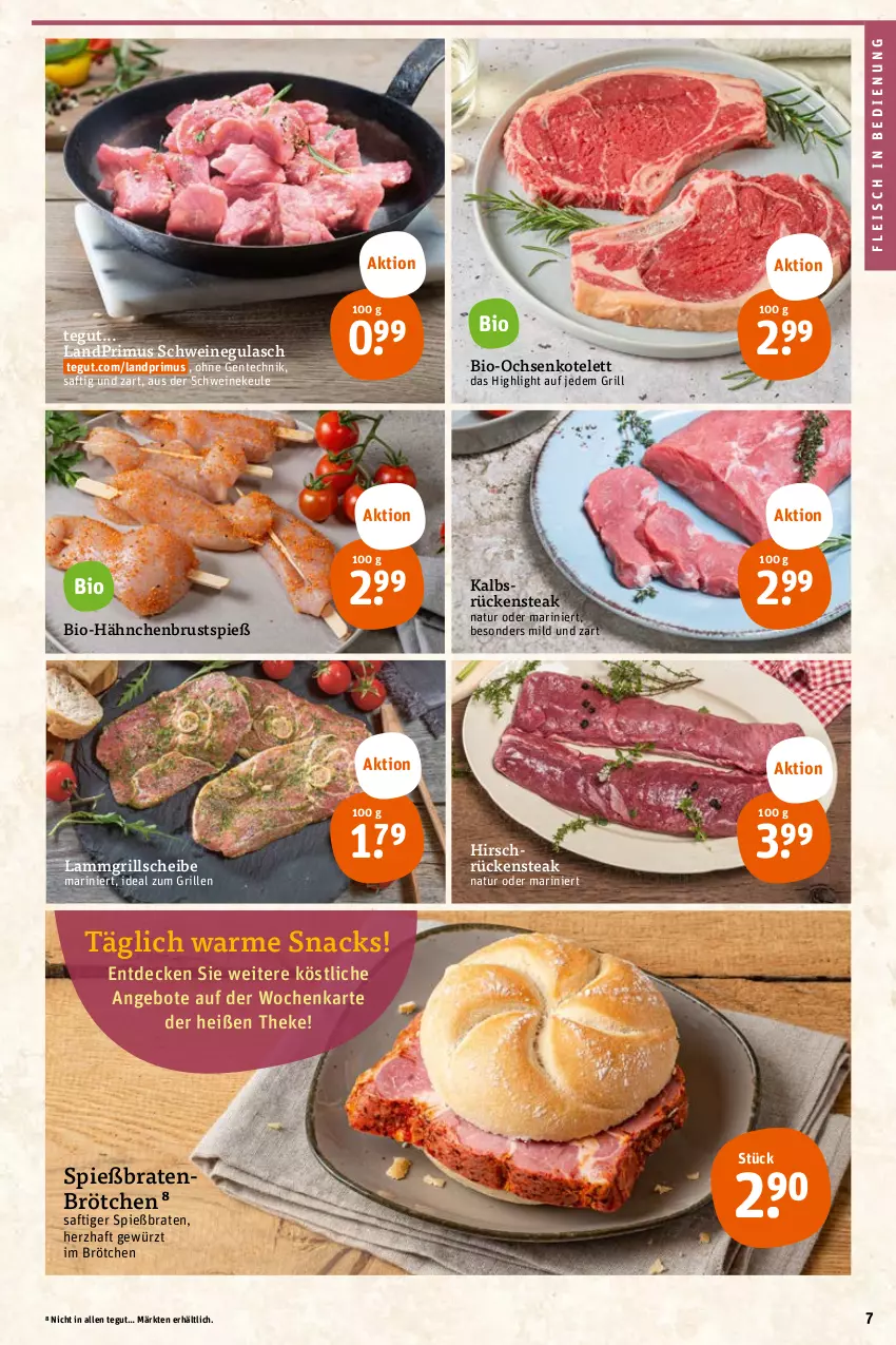 Aktueller Prospekt Tegut - Angebote der Woche - von 30.05 bis 03.06.2023 - strona 9 - produkty: angebot, angebote, bio, braten, brötchen, decke, eis, ente, fleisch, gewürz, grill, gulasch, hähnchenbrust, ideal zum grillen, kotelett, lamm, landprimus, natur, Rückensteak, saft, schwein, schweine, schweinegulasch, snack, snacks, steak, Ti, wein, weine