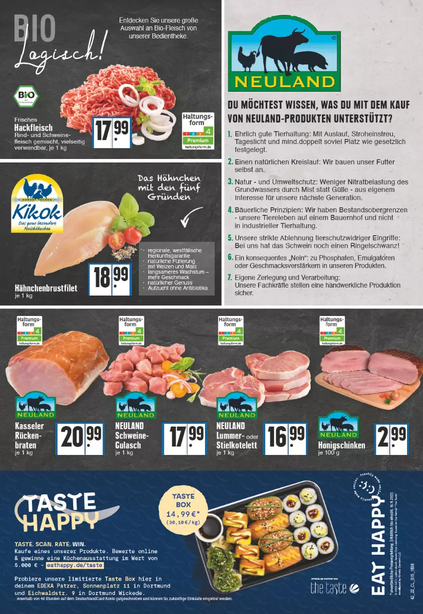 Aktueller Prospekt Edeka - Angebote der Woche - von 17.10 bis 22.10.2022 - strona 15 - produkty: auer, Bau, Bauer, bier, Biere, bio, braten, deka, eis, elle, ente, erde, fleisch, gulasch, hackfleisch, honig, kasseler, küche, Küchen, LG, mac, mais, natur, reis, rel, rind, ring, rwe, schinken, schwein, schweine, Ti, Tiere, wasser, wein, weine, WICK