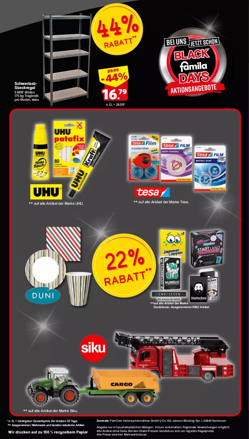 Aktueller Prospekt Famila - Prospekte - von 07.11 bis 09.11.2024 - strona 2 - produkty: angebot, angebote, Eckregal, eis, kraft, lack, papier, Rauch, regal, reis, rwe, steckregal, tesa, Ti, uhu, ZTE