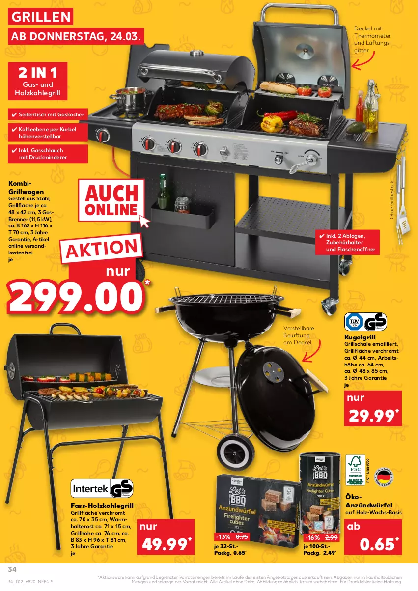 Aktueller Prospekt Kaufland - von 24.03 bis 30.03.2022 - strona 34 - produkty: angebot, besteck, decke, Deckel, flasche, flaschenöffner, grill, grillfläche, Holz, holzkohle, holzkohlegrill, Kocher, Kohlegrill, Kugel, kugelgrill, LG, Lüftungsgitter, mit thermometer, ndk, Schal, Schale, schlauch, thermometer, Ti, tisch, versandkostenfrei, würfel, ZTE