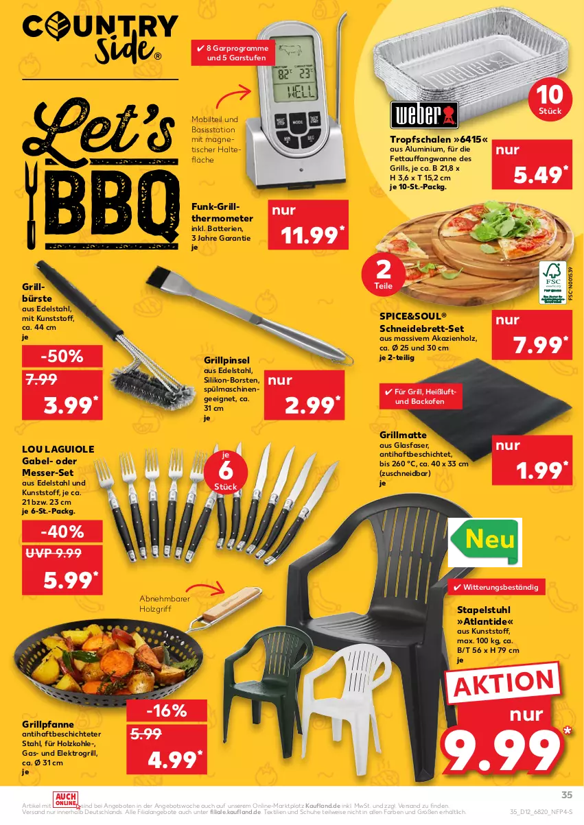 Aktueller Prospekt Kaufland - von 24.03 bis 30.03.2022 - strona 35 - produkty: angebot, angebote, backofen, batterie, batterien, bürste, edelstahl, eis, Elektro, gabel, grill, Grillpfanne, Holz, holzkohle, messer, Ofen, pfanne, Pinsel, Schal, Schale, schneidebrett, schuhe, spülmaschinen, stapelstuhl, stuhl, thermometer, Ti, tisch, Wanne