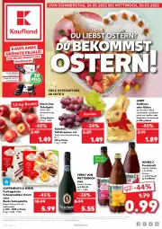 Gazetka promocyjna Kaufland - Gazetka - ważna od 30.03 do 30.03.2022 - strona 1 - produkty: angebot, angebote, beko, beutel, coppenrath, frucht, fruchtsaft, fürst von metternich, Hohes C, kaffee, kirsch, latte, lindt, Mett, metternich, milch, nuss, saft, sahne, schoko, schokolade, sekt, tafeläpfel, tafeltrauben, Ti, torte, trauben, ZTE