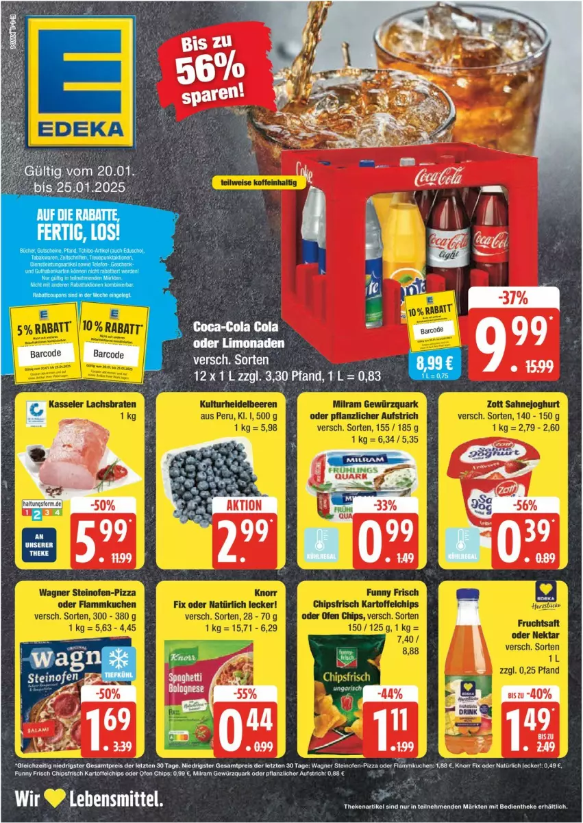 Aktueller Prospekt Edeka - Prospekte - von 20.01 bis 25.01.2025 - strona 1 - produkty: aufstrich, buch, chips, Funny Frisch, gewürz, gewürzquark, kartoffel, kartoffelchips, kuchen, limo, limonade, limonaden, milram, Ofen, pizza, quark, steinofen, tee, Ti, wagner, ZTE