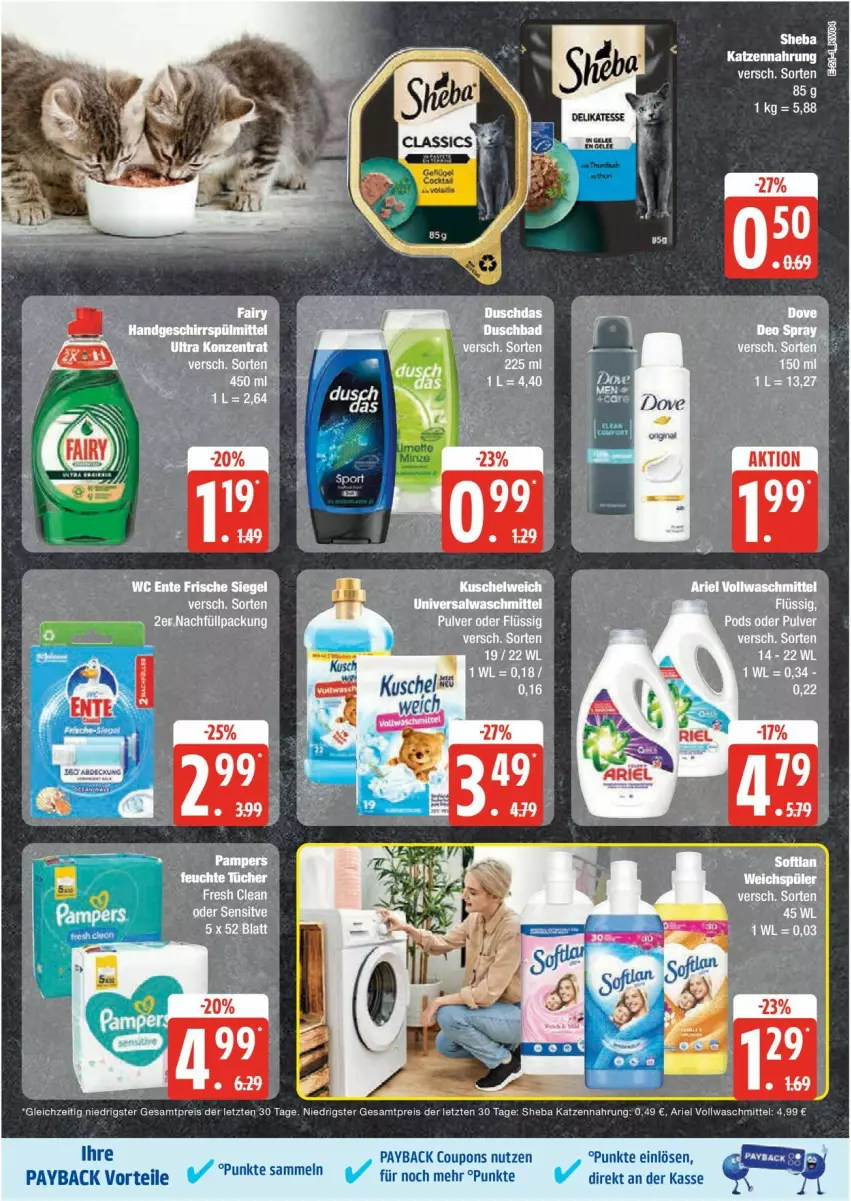 Aktueller Prospekt Edeka - Prospekte - von 20.01 bis 25.01.2025 - strona 21 - produkty: ariel, coupon, coupons, eis, katzennahrung, payback, Pods, reis, sheba, Ti, vollwaschmittel, waschmittel, ZTE