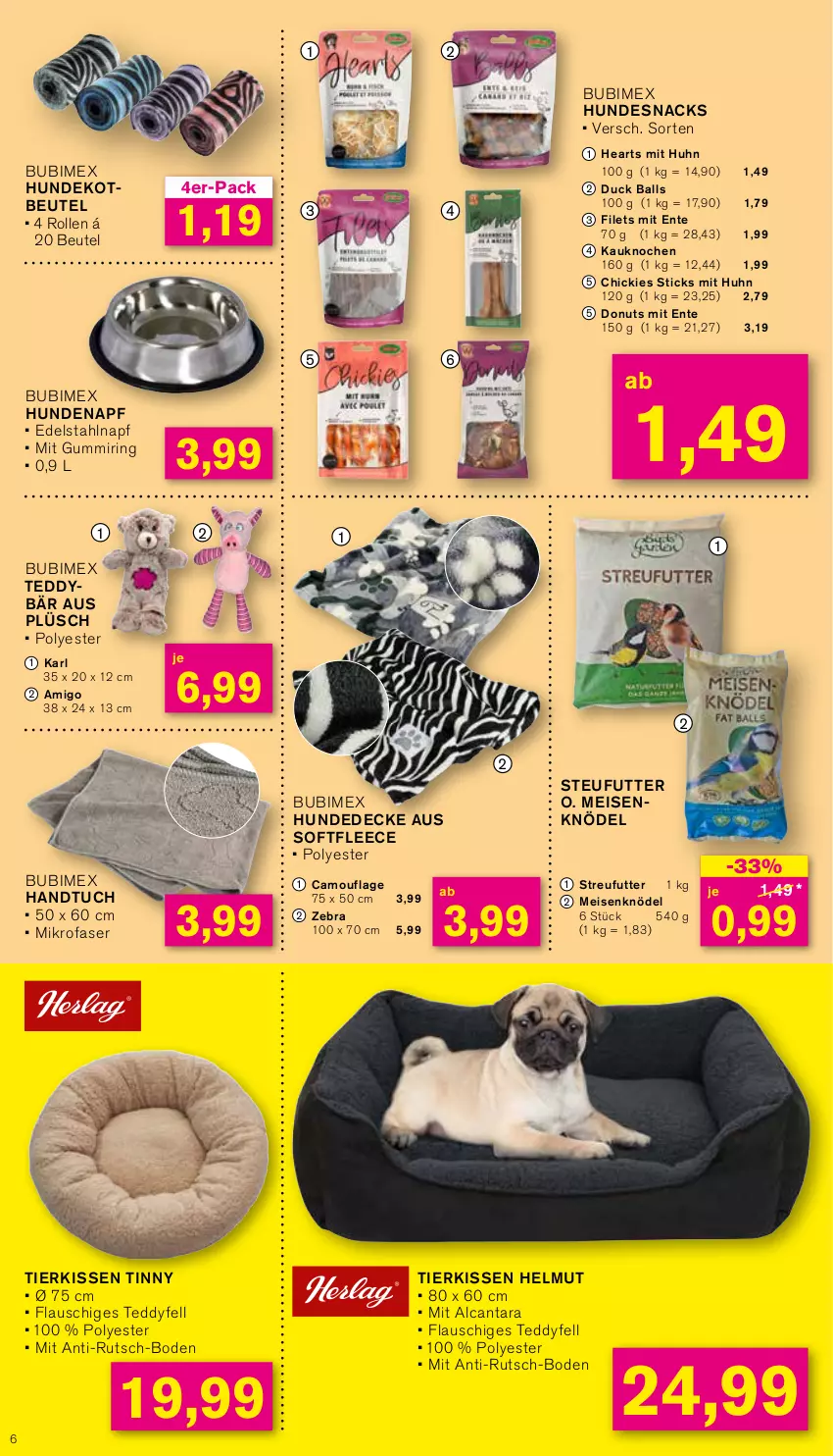 Aktueller Prospekt Kodi - Prospekte - von 23.09 bis 28.09.2024 - strona 6 - produkty: ball, beutel, decke, Donut, donuts, Duck, edelstahl, eis, ente, filet, filets, handtuch, hundesnack, hundesnacks, kissen, Knödel, Meisenknödel, mikrofaser, Plüsch, ring, snack, snacks, Streufutter, Ti, tuc