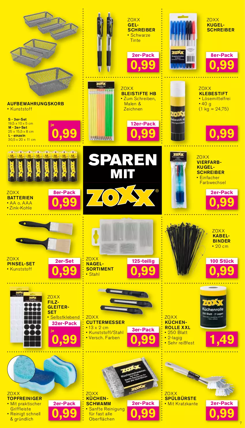 Aktueller Prospekt Kodi - Prospekte - von 23.09 bis 28.09.2024 - strona 7 - produkty: batterie, batterien, Bleistift, bleistifte, bürste, eis, korb, küche, Küchen, küchenrolle, Kugel, kugelschreiber, messer, Pinsel, reiniger, Reinigung, schwamm, stifte, Ti, tisch, topf