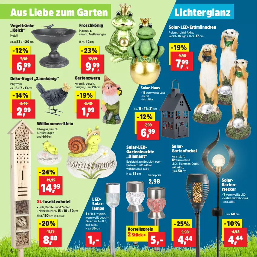 Aktueller Prospekt Thomas Philipps - von 29.04 bis 04.05.2024 - strona 14 - produkty: akku, arla, auer, bambus, edelstahl, eis, Frosch, Garten, Gartenfackel, Holz, lamm, Lampe, leds, Leuchte, reis, sekt, solarlampe, Ti, vorteilspreis