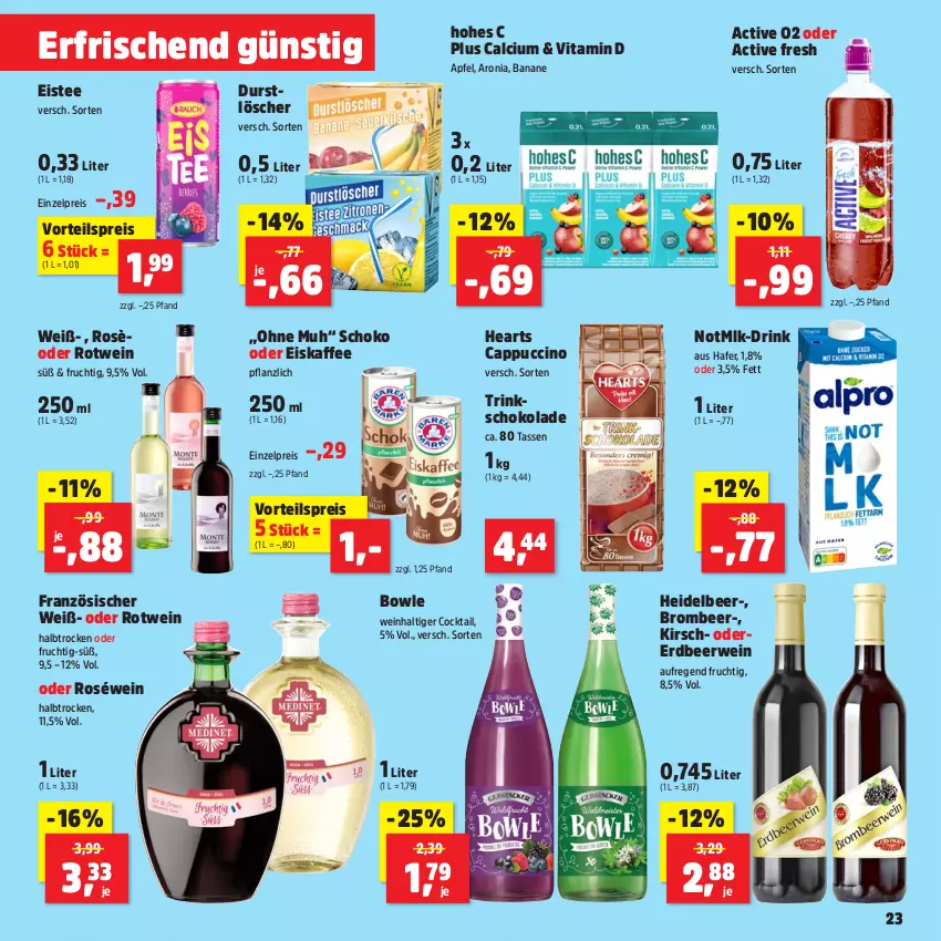 Aktueller Prospekt Thomas Philipps - von 29.04 bis 04.05.2024 - strona 31 - produkty: apfel, banane, bowle, Calcium, Cap, cappuccino, cin, cocktail, drink, durstlöscher, eis, eiskaffee, eistee, frucht, hafer, Hohes C, kaffee, kirsch, reis, roséwein, rotwein, rwe, schoko, schokolade, tasse, tee, Ti, vita, Vitamin D, vorteilspreis, wein