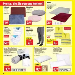 Gazetka promocyjna Thomas Philipps - Gazetka - ważna od 04.05 do 04.05.2024 - strona 24 - produkty: asti, Bau, baumwolle, bett, eis, Fußmatte, gin, hose, Jogginghose, Kette, kissen, kopfkissen, LG, matratze, matratzen, reifen, reis, Sitzauflage, slip, slips, spannbettlaken, Taillenslip, Tasche, taschen, teppich, Ti, tisch, tuc, vorteilspreis, Warnweste, Weste, wolle