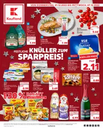 Gazetka promocyjna Kaufland - Gazetka - ważna od 07.12 do 07.12.2022 - strona 1 - produkty: angebot, angebote, arla, arla buko, Becher, Buko, butter, caramel, creme, doppelrahmstufe, eis, filet, flasche, frischkäse, frischkäsezubereitung, für grill und pfanne, grill, grill und pfanne, hafer, haselnuss, jacobs, jacobs tassimo, kaffee, kaffee-kapseln, Käse, maggi, milka, Nougatcreme, nuss, olive, oliven, olivenöl, pfanne, purland, reis, Ria, riesling, Romatomaten, rotkäppchen, salz, schoko, schokolade, schwein, schweine, schweinefilet, sekt, sim, Streichzart, tasse, tassimo, Ti, toffifee, tomate, tomaten, und pfanne, weihenstephan, wein, weine, ZTE