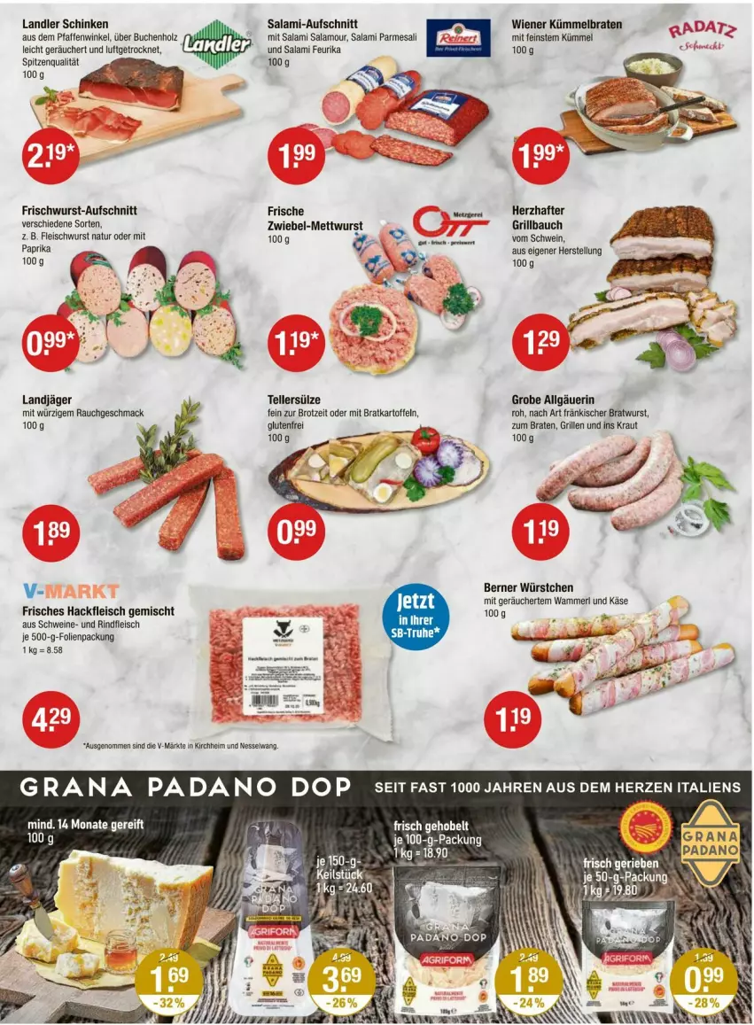 Aktueller Prospekt Vmarkt - Prospekte - von 23.05 bis 29.05.2024 - strona 3 - produkty: aufschnitt, Bau, braten, bratwurst, brot, buch, eis, elle, fleisch, fleischwurst, frischwurst-aufschnitt, grana, grana padano, grill, Grillbauch, hackfleisch, hackfleisch gemischt, Holz, kartoffel, kartoffeln, Käse, Kraut, landjäger, LG, mac, merl, Mett, mettwurst, natur, padano, paprika, Rana, Rauch, rind, rindfleisch, salami, schinken, schwein, schweine, spitzenqualität, teller, Ti, wein, weine, wiener, wurst, würstchen, zwiebel