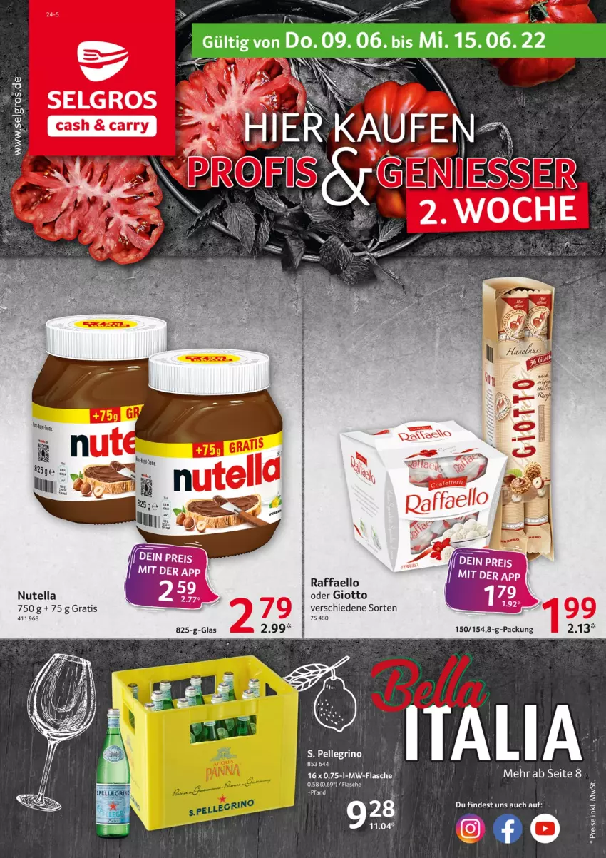 Aktueller Prospekt Selgros - Food - von 09.06 bis 15.06.2022 - strona 1 - produkty: elle, flasche, giotto, LG, nutella, raffaello, Ti