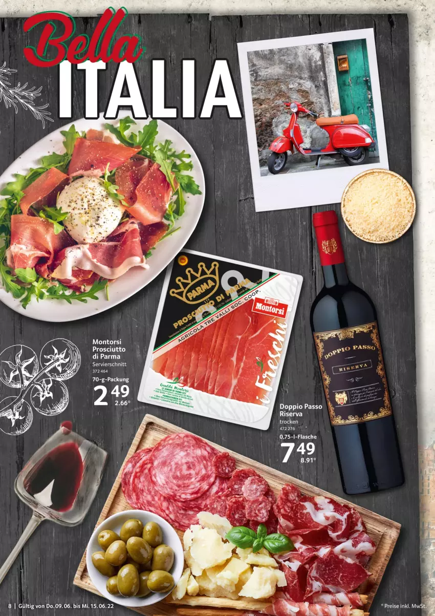 Aktueller Prospekt Selgros - Food - von 09.06 bis 15.06.2022 - strona 8 - produkty: doppio passo, flasche, montorsi, passo, prosciutto, Prosciutto di Parma, riserva