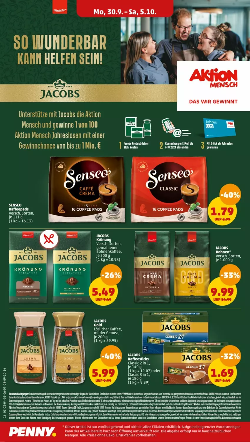 Aktueller Prospekt Penny - Prospekte - von 30.09 bis 05.10.2024 - strona 16 - produkty: bohne, bohnen, eis, erde, gewinnspiel, HP, jacobs, kaffee, kaffeepads, LG, löslicher kaffee, nuss, reis, rwe, sana, tee, Ti, Wels, ZTE