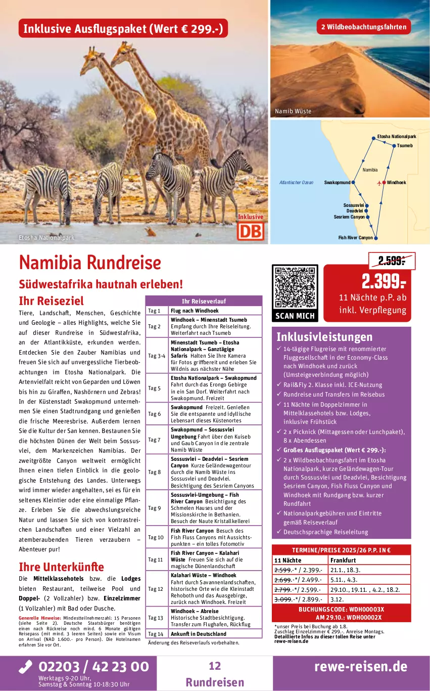 Aktueller Prospekt Rewe Reisen - Reiseprospekt - von 27.06 bis 25.07.2025 - strona 12 - produkty: Bad, Brei, buch, decke, deutschsprachige reiseleitung, dusche, eis, elle, ente, erde, HP, inklusivleistungen, kamera, natur, pflanze, pool, reis, reiseverlauf, rel, rwe, südwest, Ti, Tiere, tisch, uhr, Wild, Yo