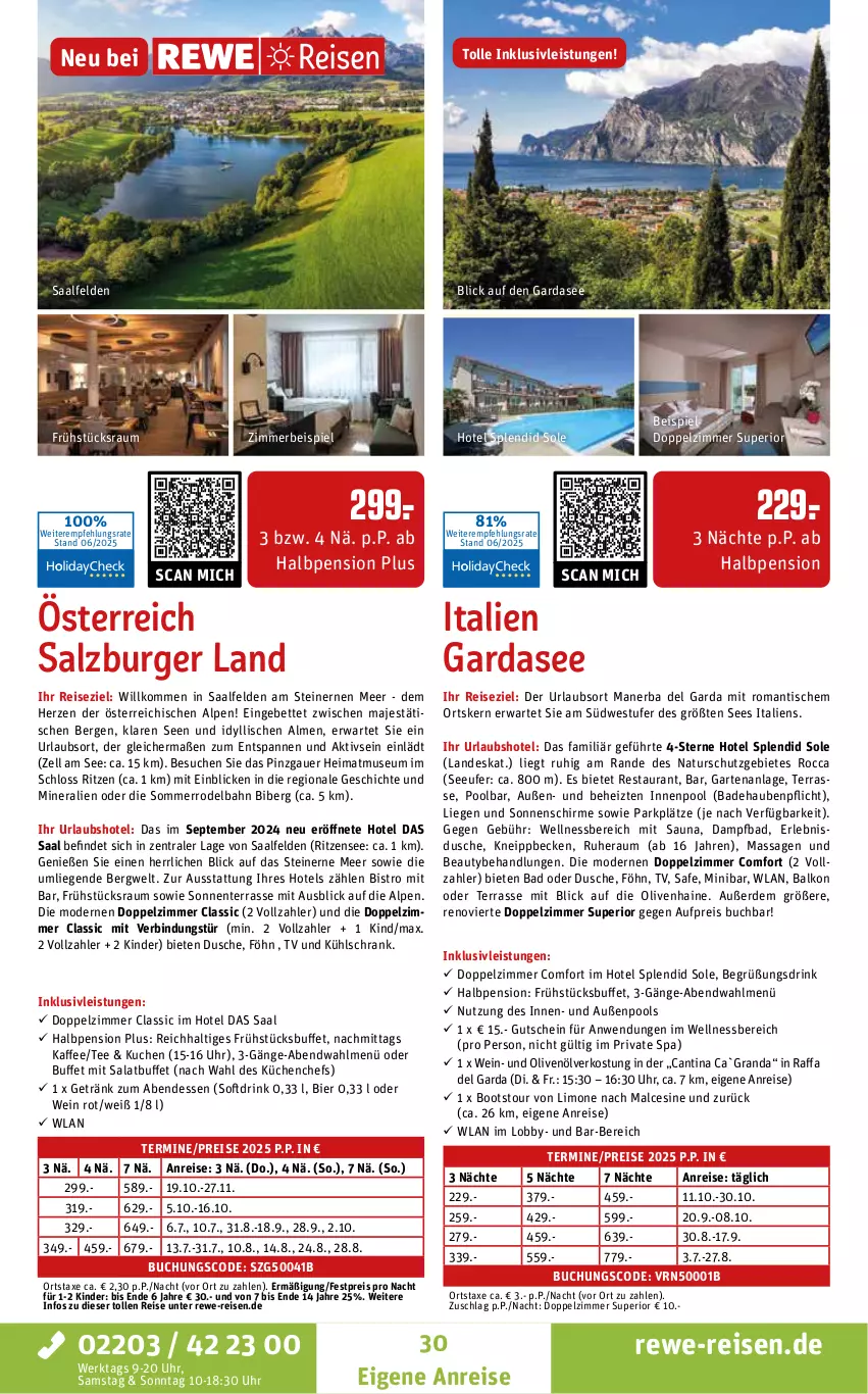 Aktueller Prospekt Rewe Reisen - Reiseprospekt - von 27.06 bis 25.07.2025 - strona 30 - produkty: auer, axe, Bad, bett, bier, buch, burger, drink, dusche, eis, ente, erde, Garten, getränk, gutschein, inklusivleistungen, innenpool, italien gardasee, kaffee, Kinder, kneipp, küche, Küchen, kuchen, kühlschrank, Liege, limo, Mode, natur, olive, oliven, olivenöl, pool, reis, salat, salz, schirme, Schrank, sonnenschirm, Splendid, steiner, südwest, tee, Ti, tisch, uhr, usb, wein, wellnessbereich, zimmerbeispiel, ZTE