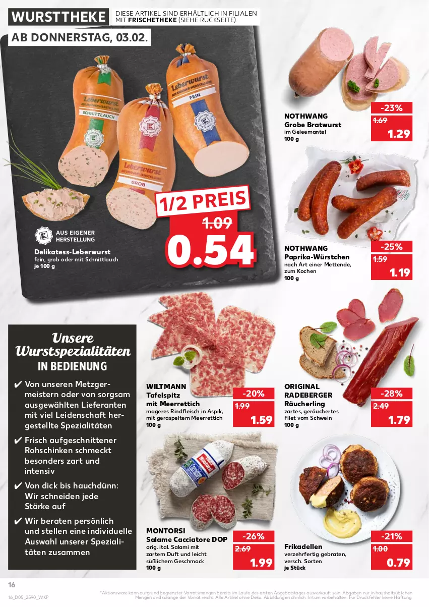 Aktueller Prospekt Kaufland - von 03.02 bis 09.02.2022 - strona 16 - produkty: ACC, angebot, Berger, braten, bratwurst, dell, eis, elle, filet, fleisch, frikadellen, gelee, Germ, gin, grobe bratwurst, leberwurst, mac, Mantel, meerrettich, Meister, Mett, metten, montorsi, paprika, radeberger, Räucherling, reis, Rettich, rind, rindfleisch, rohschinken, salami, schinken, schnitten, schnittlauch, schwein, Spezi, tafelspitz, Ti, wein, wiltmann, wurst, würstchen, wursttheke, ZTE