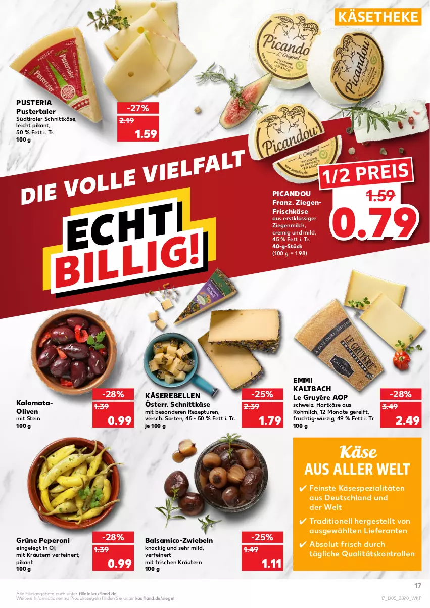 Aktueller Prospekt Kaufland - von 03.02 bis 09.02.2022 - strona 17 - produkty: angebot, angebote, balsam, balsamico, eis, elle, emmi, frischkäse, frucht, hartkäse, Käse, Käserebellen, käsetheke, kräuter, kräutern, milch, olive, oliven, peperoni, Peroni, rebell, reis, rezept, Ria, schnittkäse, Spezi, südtiroler, Ti, ziegenfrischkäse, zwiebel, zwiebeln