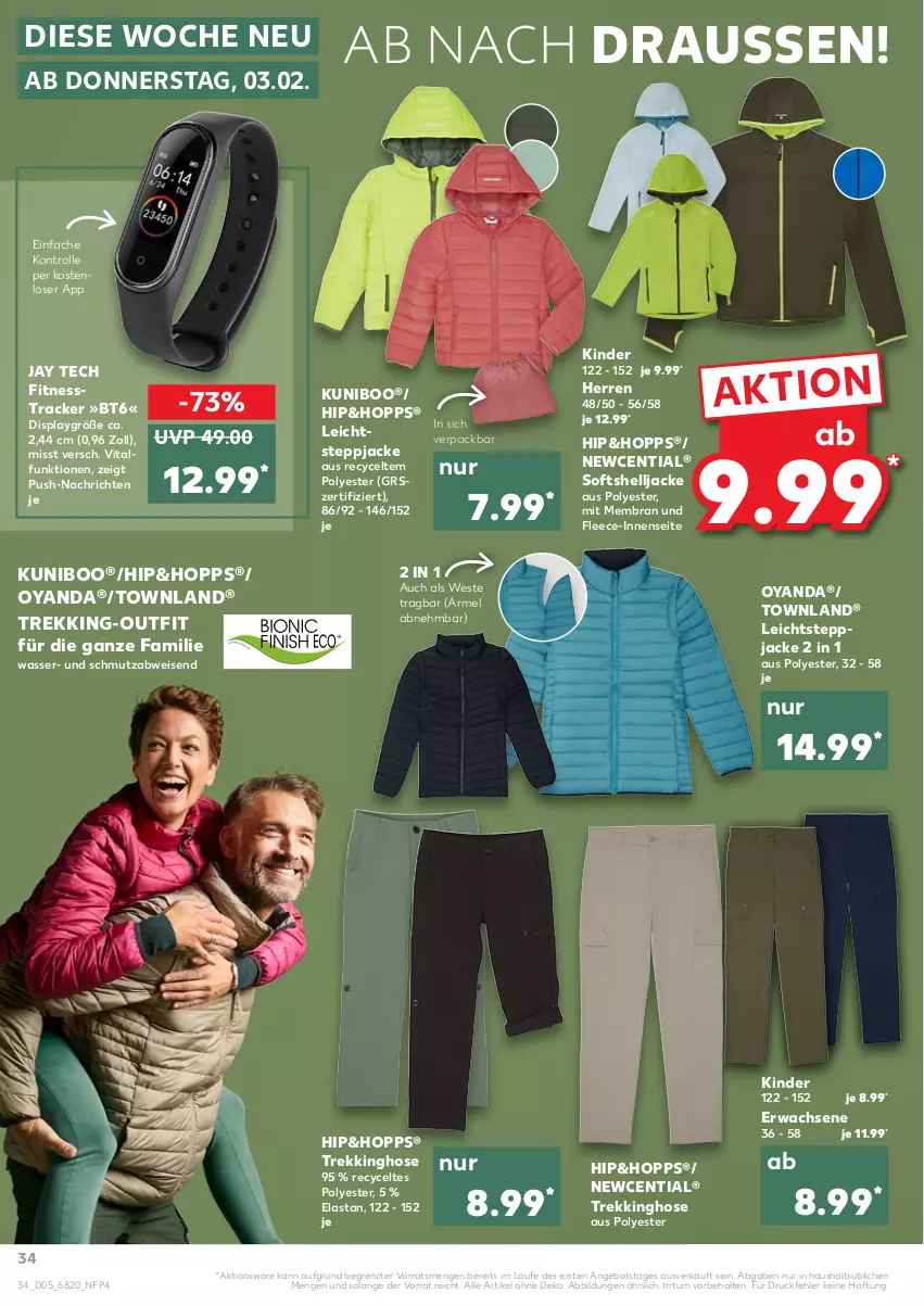 Aktueller Prospekt Kaufland - von 03.02 bis 09.02.2022 - strona 34 - produkty: angebot, eis, fitnesstracker, hose, Jacke, Kinder, Steppjacke, Ti, Trekkinghose, vita, wasser, Weste, ZTE