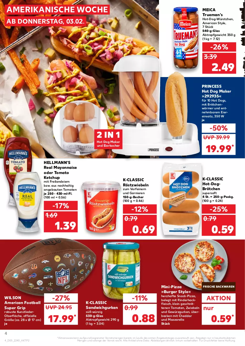 Aktueller Prospekt Kaufland - von 03.02 bis 09.02.2022 - strona 4 - produkty: angebot, backwaren, ball, Bau, Becher, brötchen, burger, cheddar, eier, Eierkocher, eis, elle, fleisch, frische backwaren, garnier, gewürz, Gewürzgurke, gewürzgurken, gurke, gurken, hackfleisch, Hellmann's, hot dog, ketchup, Kocher, mayonnaise, meica, mozzarella, pizza, rel, rind, rinder, rinderhackfleisch, röstzwiebeln, sandwich, schnitten, snack, Ti, tomate, tomaten, tomato ketchup, würstchen, Yo, ZTE, zwiebel, zwiebeln