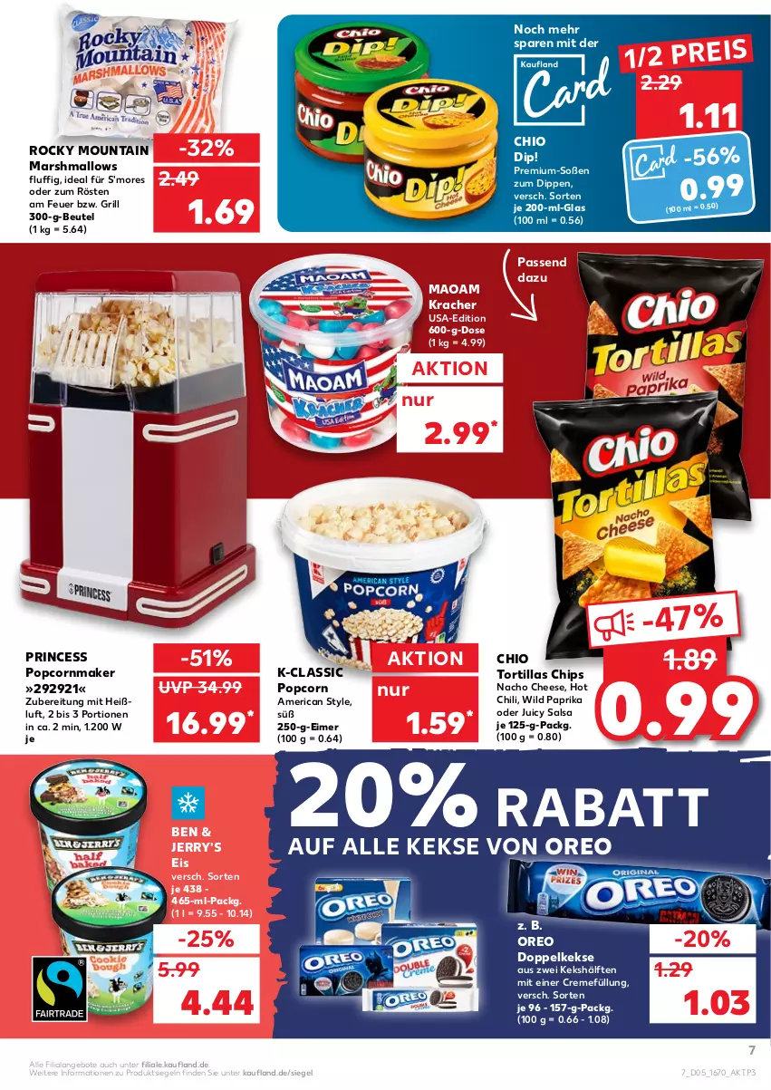 Aktueller Prospekt Kaufland - von 03.02 bis 09.02.2022 - strona 7 - produkty: angebot, angebote, beutel, chili, chips, creme, dip, Doppelkekse, eimer, eis, grill, hot chili, keks, kekse, kracher, maoam, mars, nacho, nacho cheese, oreo, paprika, popcorn, reis, Salsa, Soße, Ti, tortilla, tortillas, Wild, wild paprika