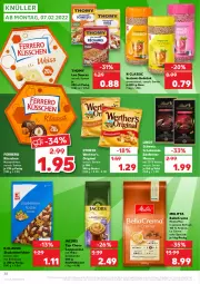 Gazetka promocyjna Kaufland - Gazetka - ważna od 09.02 do 09.02.2022 - strona 38 - produkty: angebot, bellacrema, beutel, bohne, bohnen, Cap, cappuccino, cin, ente, erdnüsse, erdnüssen, ferrero, Ferrero Küsschen, getränk, gin, jacobs, kaffee, kakao, lindt, melitta, milka, mousse, nuss, pralinen, röstkaffee, sauce, schoko, schokolade, storck, studentenfutter, thomy, thomy les sauces, Ti, werther's, ZTE