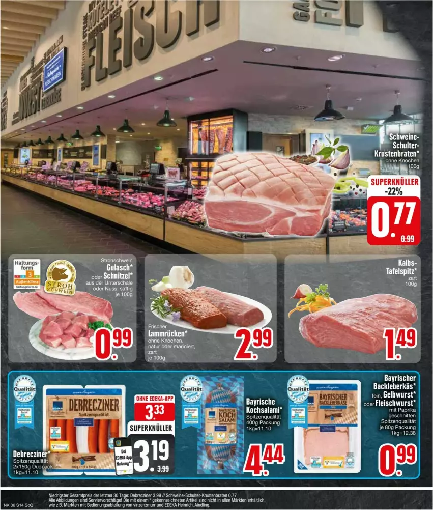 Aktueller Prospekt Edeka - Prospekte - von 02.09 bis 07.09.2024 - strona 14 - produkty: Abtei, braten, debrecziner, deka, eis, kleber, leberkäs, reis, salami, schwein, schweine, spitzenqualität, tee, Ti, wein, weine, ZTE