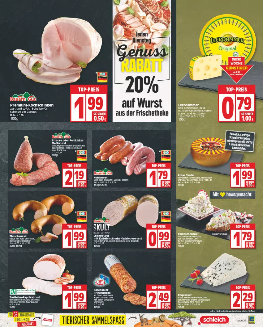 Aktueller Prospekt Edeka - Angebote der Woche - von 25.09 bis 30.09.2023 - strona 5 - produkty: auer, aufschnitt, discount, doppelrahmstufe, eier, eis, frischkäse, Geflügel, gewürz, gurke, Käse, kochschinken, latte, leerdammer, mac, Mett, mettwurst, natur, nuss, paprika, prinzensülze, radieschen, reis, rel, ring, saft, schinken, schnittkäse, Spezi, tee, Ti, top-preis, topf, truthahn, Wels, wurst, ZTE