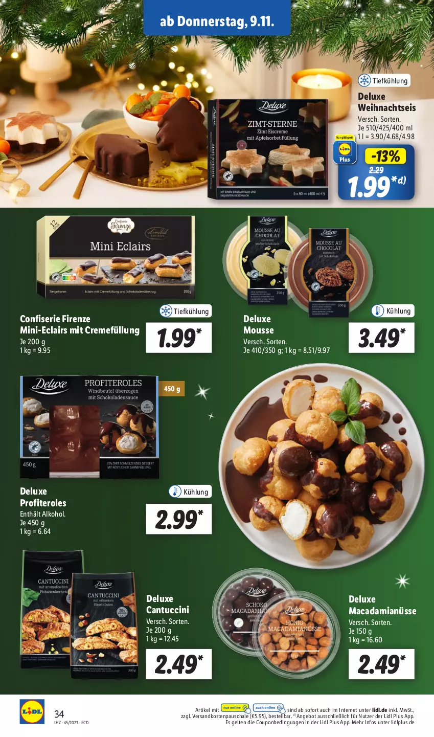 Aktueller Prospekt Lidl - Aktionsprospekt - von 06.11 bis 11.11.2023 - strona 40 - produkty: alkohol, angebot, cantuccini, cin, coupon, creme, eis, mac, macadamia, Macadamianüsse, mousse, ndk, Profiteroles, Schal, Schale, Ti, tuc