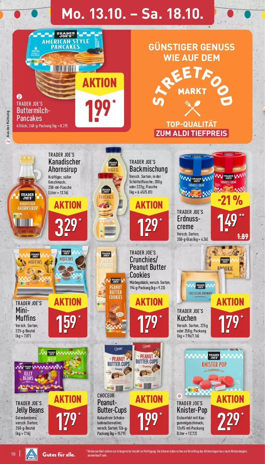 Aktueller Prospekt Aldi Nord - Von Montag - von 13.10 bis 18.10.2025 - strona 10 - produkty: aldi, backmischung, beutel, bonbons, butter, buttermilch, cookie, cookies, creme, eis, eiskonfekt, flasche, gelee, gin, HP, kakao, kuchen, mac, milch, Muffin, muffins, nuss, peanut butter, reis, schoko, sirup, Ti, tiefpreis, ZTE