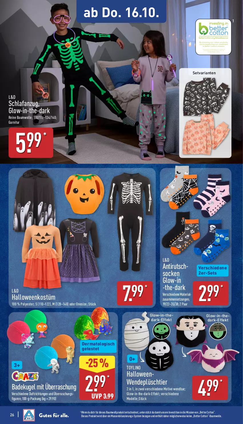 Aktueller Prospekt Aldi Nord - Von Montag - von 13.10 bis 18.10.2025 - strona 26 - produkty: Anzug, Bad, Bau, baumwolle, bett, dell, eis, elle, garnitur, Kugel, Mode, Plüsch, reine baumwolle, Ria, rwe, Schlafanzug, socken, Ti, wolle