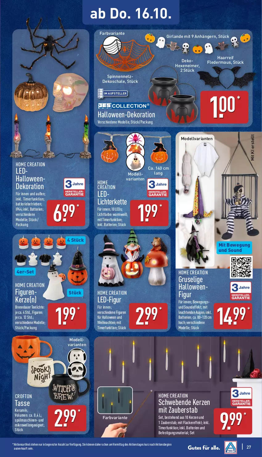 Aktueller Prospekt Aldi Nord - Von Montag - von 13.10 bis 18.10.2025 - strona 27 - produkty: Anhänger, auer, batterie, batterien, Crofton, dekoration, dell, eimer, elle, gin, Girlande, kerze, Kette, lack, Lacke, leds, Leuchte, leuchten, lichterkette, Maus, Mode, Ria, Schal, Schale, tasse, tee, Teelicht, teelichte, teller, Ti, timer, weihnachten, ZTE