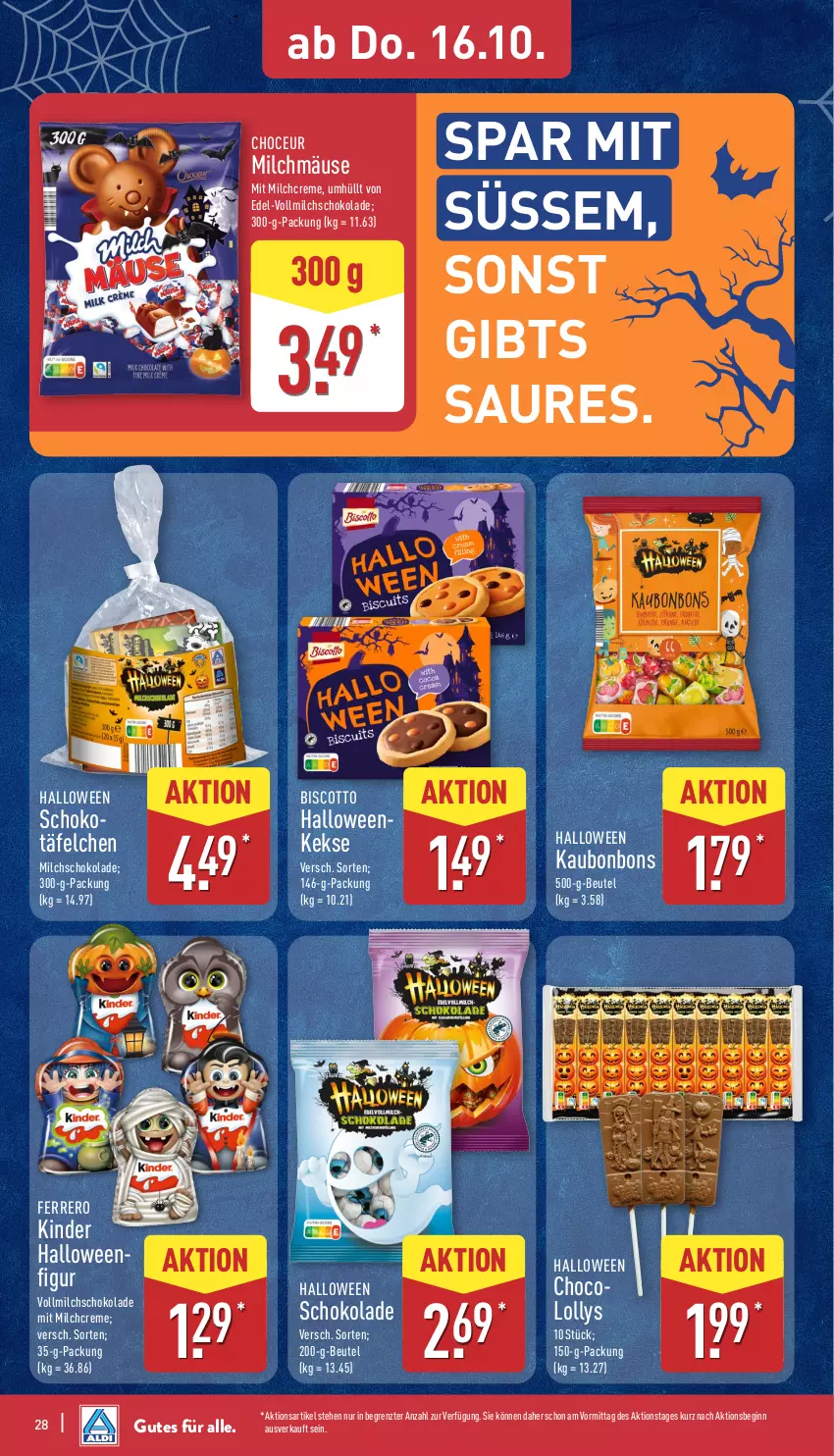 Aktueller Prospekt Aldi Nord - Von Montag - von 13.10 bis 18.10.2025 - strona 28 - produkty: beutel, biscotto, bonbons, creme, ferrero, gin, keks, kekse, Kinder, milch, schoko, schokolade, Ti, vollmilch, ZTE