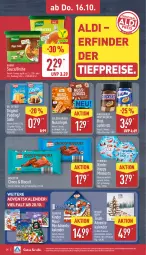 Gazetka promocyjna Aldi Nord - Von Montag - Gazetka - ważna od 18.10 do 18.10.2025 - strona 34 - produkty: Adventskalender, aldi, aufstrich, biscotto, brot, Brühe, Dr. Oetker, eis, elle, ferrero, gin, Kinder, Kinder Maxi, knorr, mars, milky way, moser, Moser Roth, nuss, nussriegel, pralinen, pudding, reis, riegel, sauce, snickers, Soße, Spezi, teller, Ti, tiefpreis, tisch, ZTE