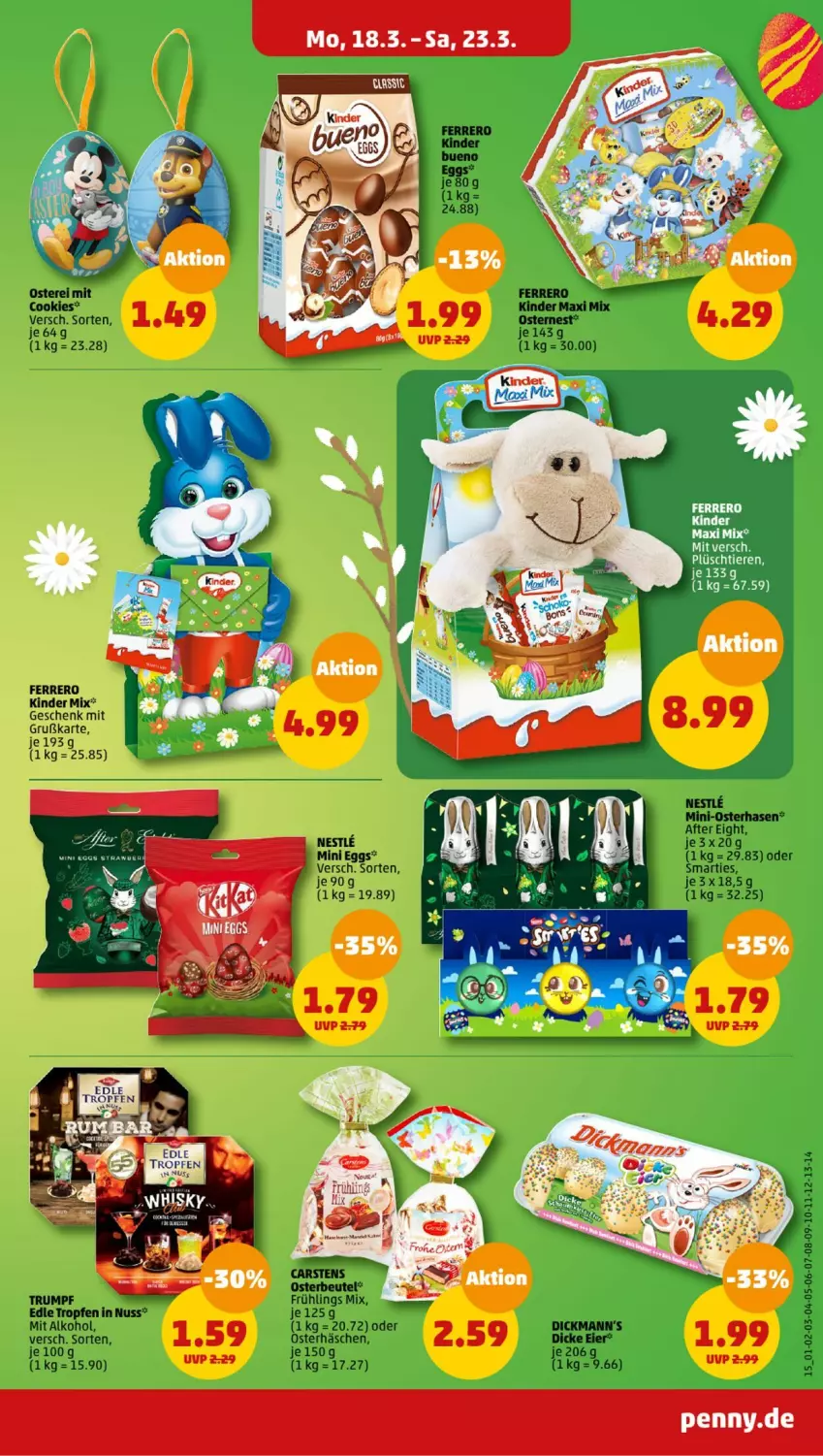 Aktueller Prospekt Penny - Prospekte - von 18.03 bis 23.03.2024 - strona 15 - produkty: after eight, alkohol, eier, ferrero, Kinder, kinder bueno, Kinder Maxi, nuss, smarties, Ti